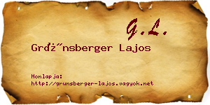 Grünsberger Lajos névjegykártya